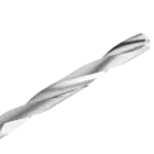 A drill bit featuring a long, thin, white metal tip, designed for precision drilling tasks.